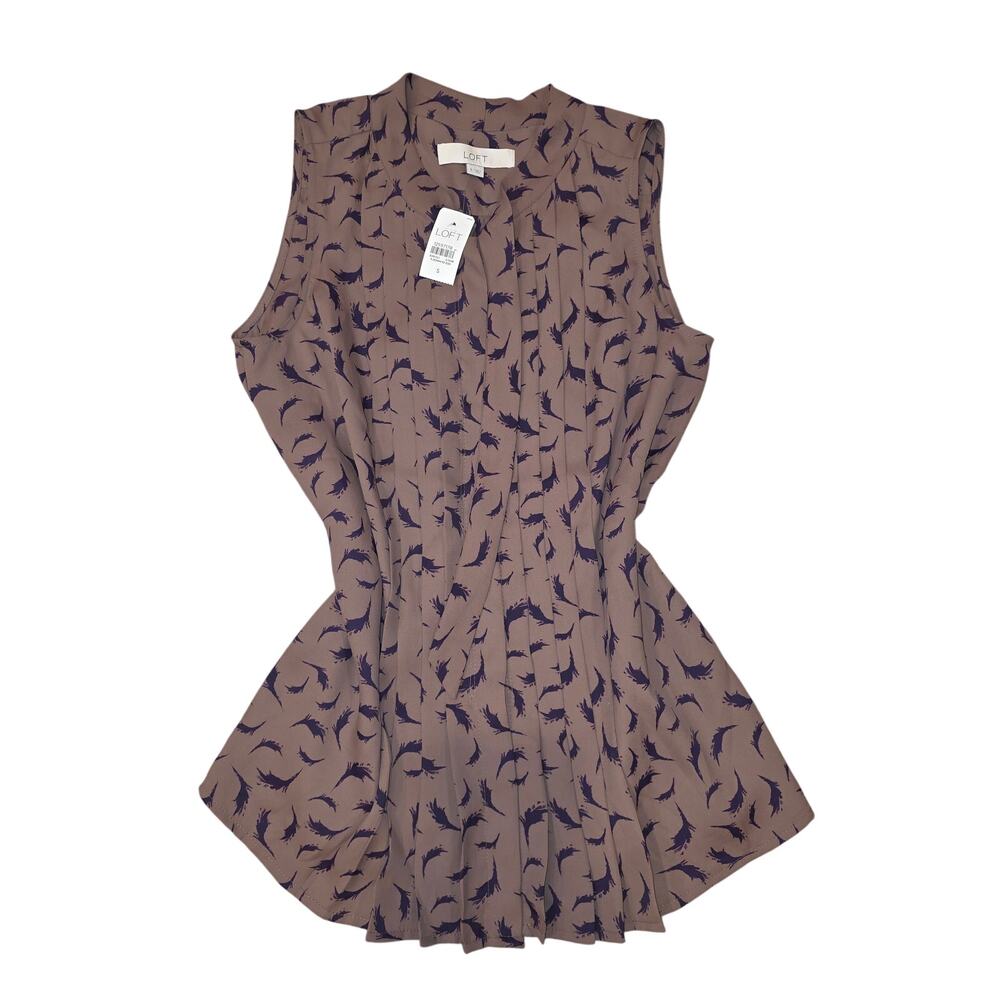 NWT Ann Taylor Loft sleeveless flowy top w/feather design sz S
